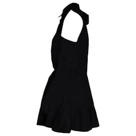 Alaïa-Alaia – ausgestellte Bluse mit Kordelzug in der Taille aus schwarzer Seide-Schwarz