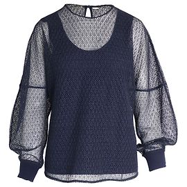 Chloé Chloe-Tanktop mit transparentem, floralem Langarm-Overlay aus marineblauem Polyester Blau Marineblau