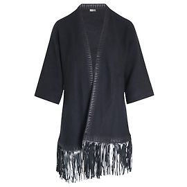 Zadig & Voltaire-Cardigan mit Fransensaum aus schwarzem Kaschmir Schwarz