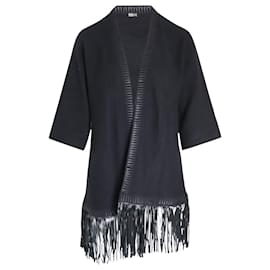 Zadig & Voltaire-Zadig & Voltaire Fringed Hem Cardigan in Black Cashmere-Black