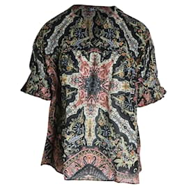 Etro-Etro Paisley-Print T-Shirt in Multicolor Cotton-Multiple colors