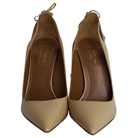 Aquazzura-Aquazzura Forever Marilyn Cutout Pumps in Nude Patent Leather -White,Cream