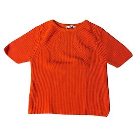 Suéter Cropped Zara de Algodão de Manga Curta Laranja Laranja