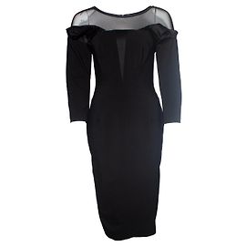 Karen Millen, Schwarzes Kleid mit Mesh Schwarz