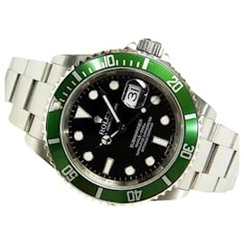 Rolex-ROLEX Submariner date lunette verte 16610Série LV V Hommes-Argenté