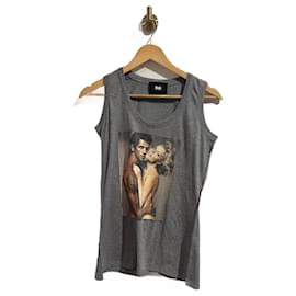 Dolce & Gabbana-DOLCE & GABBANA Tops Camiseta.Internacional M Algodón-Gris