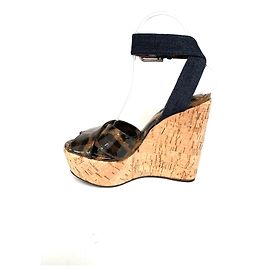Mules compensées Dolce & Gabbana Léopard et Denim Bleu Imprimé léopard