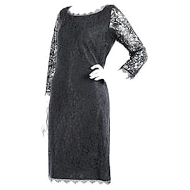 Diane Von Furstenberg-DvF black Zarita Long Lace Dress-Black
