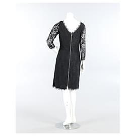 Diane Von Furstenberg-Vestido largo de encaje negro Zarita de DvF-Negro