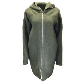 Rick Owens Verde 2022 Casaco de lã e alpaca com capuz e zíper completo Verde