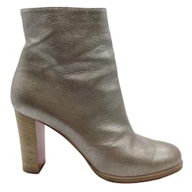 Christian Louboutin-Christian Louboutin Light Gold Metallic Ankle Booties-Metallic