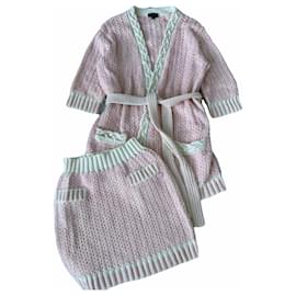 Chanel-2021 Terno de saia de tweed tecido primavera-Rosa
