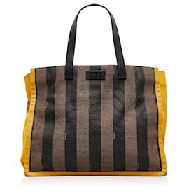 Fendi-Fendi Brown Pequin Tote-Brown