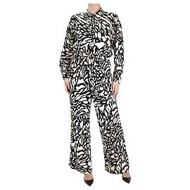 Ba&Sh Conjunto de camisa e calças com estampa creme - tamanho UK 8 Cru