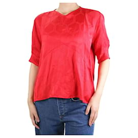 Isabel Marant-Red short-sleeved geometric top - size UK 10-Red