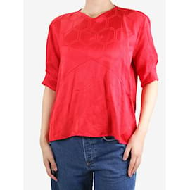 Isabel Marant-Red short-sleeved geometric top - size UK 10-Red