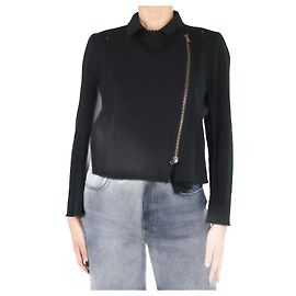 Issey Miyake Schwarzer asymmetrischer Pullover mit Reißverschluss – Größe 2 Schwarz