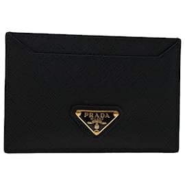 Prada-PRADA Card Case Safiano leather Black 1mc208 Auth yk7794-Black