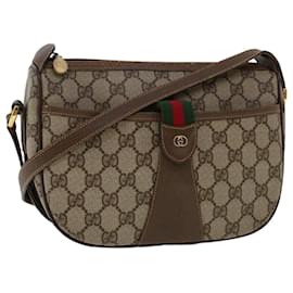 Gucci-GUCCI GG Canvas Web Sherry Line Shoulder Bag Beige 0011936177 Auth ar9950-Beige