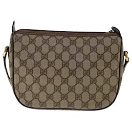 Gucci-GUCCI GG Canvas Web Sherry Line Shoulder Bag Beige 0011936177 Auth ar9950-Beige