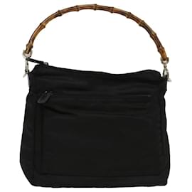 Gucci-GUCCI Bamboo Shoulder Bag Nylon Black 000205805095 Auth bs6818-Black