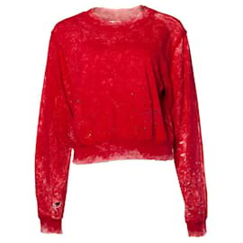 Autre Marque-Cittadino di cotone, Maglione rosso stracciato-Rosso