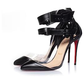 Christian Louboutin-CHRISTIAN LOUBOUTIN, Escarpins à boucle en plexi noir-Noir