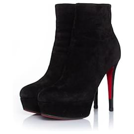 Christian Louboutin-CHRISTIAN LOUBOUTIN, Black suede platform ankle boots-Black