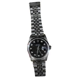 Relógio Rolex de aço 34mm Hardware prateado
