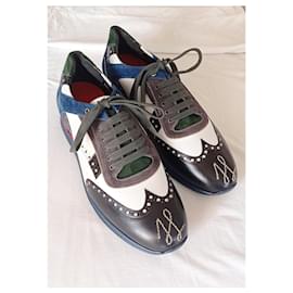 Silvano Lattanzi-Lace-up sneakers-Black,White,Grey,Light blue