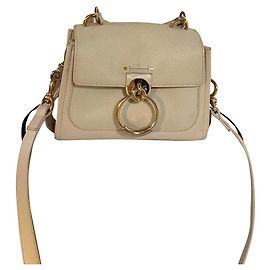 Chloé Tess Day mini bolsa bege de couro Bege