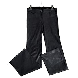 Chanel-Pantalon en cuir noir Paris Rome-Noir