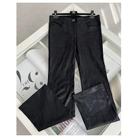 Chanel-Paris Rome  black leather trousers-Black