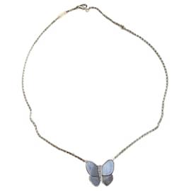 Collier Van Cleef & Arpels Papillon Nacre Blanche Or Jaune Blanc