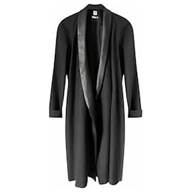 Hermès-Abrigo oversize de piel de cordero de seda negra-Negro
