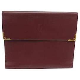 Cartier-VINTAGE CARTIER MUST ORGANIZER DIARY COVER BORDEAUX LEATHER DIARY COVER-Dark red