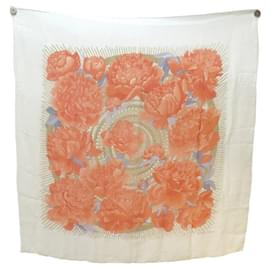 Hermès-VINTAGE HERMES SCARF LES PEONIES GIANT SQUARE 1first edition of 1978 SCARF-White