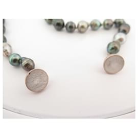 Autre Marque-Halsketten 41 CLP-KREISTE TUAMOTU-TAHITI-PERLEN032P Silber 925 Perlenkette-Mehrfarben