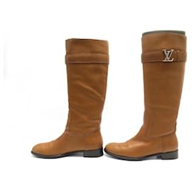 Louis Vuitton, Shoes, Louis Vuitton Patent Leather Lv Monogram Brown Boots  Authentic Size 39