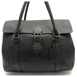 Fendi-FENDI LINDA HANDBAG 8BR458 SELLERIA CUIR MARON BROWN LEATHER HANDBAG-Brown