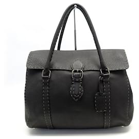 Fendi-FENDI LINDA HANDBAG 8BR458 SELLERIA CUIR MARON BROWN LEATHER HANDBAG-Brown