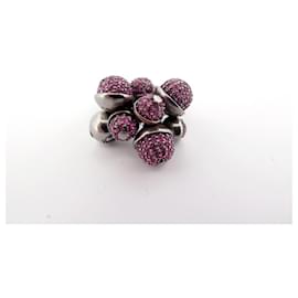 Christian Dior-BAGUE CHRISTIAN DIOR TRIBALE PERLE ET STRASS 53 METAL ARGENTE STEEL RING-Argenté