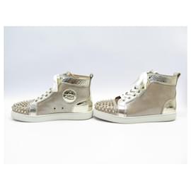 Christian Louboutin-CHRISTIAN LOUBOUTIN SPIKE SHOES 38 GOLD LEATHER SHOES SNEAKERS-Golden