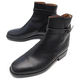 JM Weston-JM WESTON JODHPUR SHOES 7F 41.5 BLACK LEATHER ANKLE BOOTS BOOTS-Black