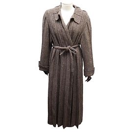 VINTAGE CHANEL COAT BATHROBE WITH BELT P32031V19402 M 38 WOOL COAT Brown