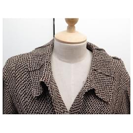 Chanel-VINTAGE MANTEAU CHANEL PEINGOIR AVEC CEINTURE P32031V19402 M 38 LAINE COAT-Marron