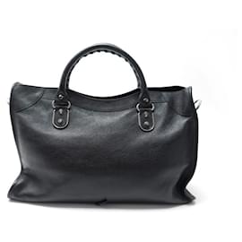 Balenciaga-NEW BALENCIAGA CLASSIC CITY HANDBAG 390154 BLACK LEATHER HANDBAG-Black