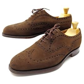 Church's-CHURCH'S BUCK SHOES 8.5g 42.5 RICHELIEU BOUT FLORAL SUEDE BROWN SHOES-Brown