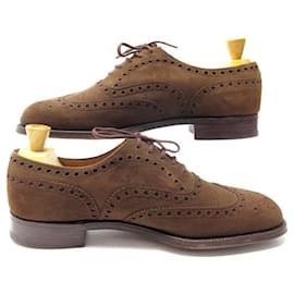Church's-CHURCH'S BUCK SHOES 8.5g 42.5 RICHELIEU BOUT FLORAL SUEDE BROWN SHOES-Brown