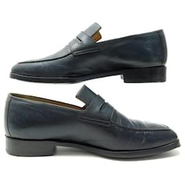 Berluti-BERLUTI SHOES ANDY DEMESURE LOAFERS 5 39.5 40 BLUE LEATHER LOAFERS-Blue